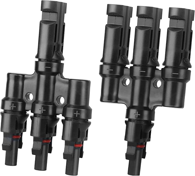 Solar Panel Connectors T Branch Connectors Cable Splitter Coupler 1 Male to 3 Female and 1 Female to 3 Male IP67 Waterproof for Parallel Connection Between Solar Panels (1 Pair)