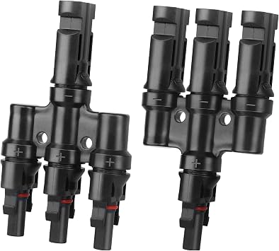 Solar T-Branch Connectors 3 to 1 Solar Panel Parallel Adapter,1Pair | Solar Y Splitter,Quick-Connect, 1 M to 3 F and 1 F to 3 M, IP67 Waterprooor Residential, For Commercial Roofs, RVs