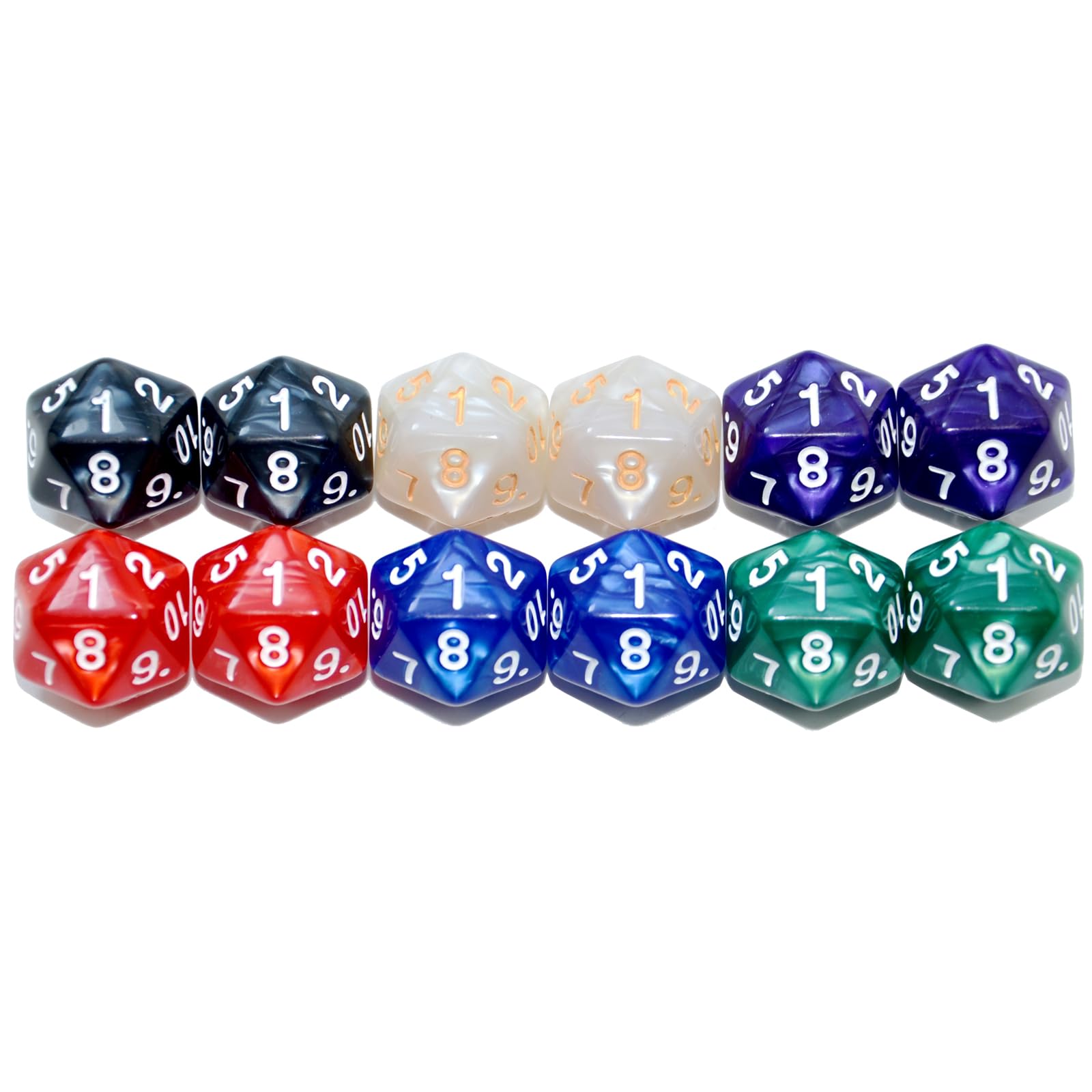 SmartDealsPro 12-Pack 20 Sided Dice D20 Large Pearl Polyhedral Spin Down Dice Die with Pouch for DND RPG MTG Table Game - Image 2