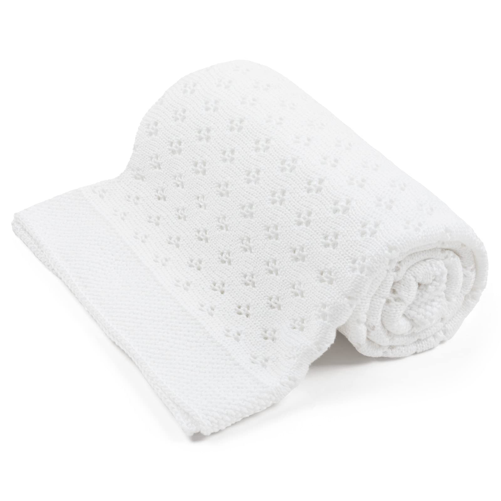 Bellochi Manta de Bambu para Bebe - Acogedor y Calada Mantita para Chica o Chico - Suave Aireado Verano Manta Bebe Recien Nacido - Hecha a Mano - 100x80 cm - Bianchi