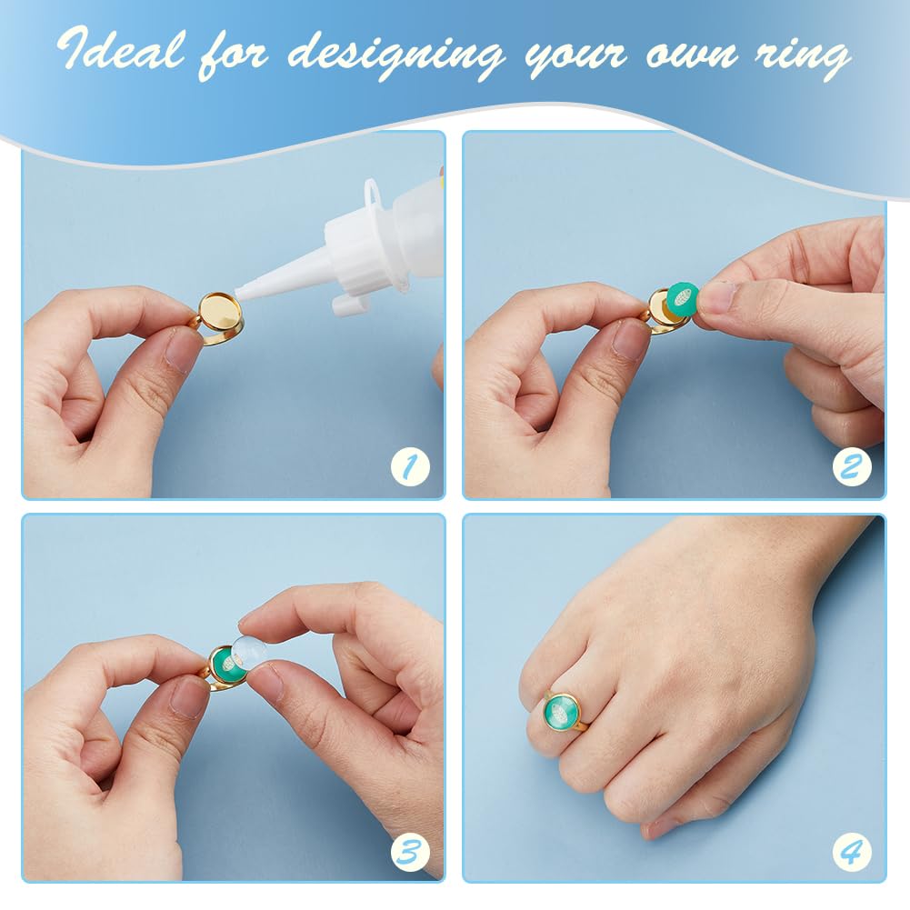 Kit 20 Bases De Bague Ajustables 12mm - Acier Inoxydable - Pour DIY Bijoux Et Cabochons