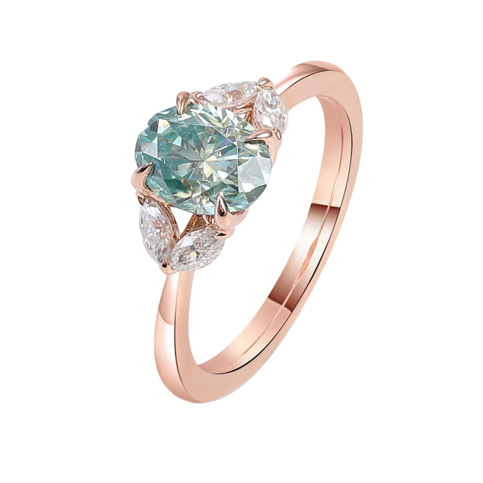 Epinki Anillos de Compromiso para Mujer Oro Rosa 9K/14K/18K 1/2/3ct Moissanita Verde Azul Elegante Piedra Anillo Boda