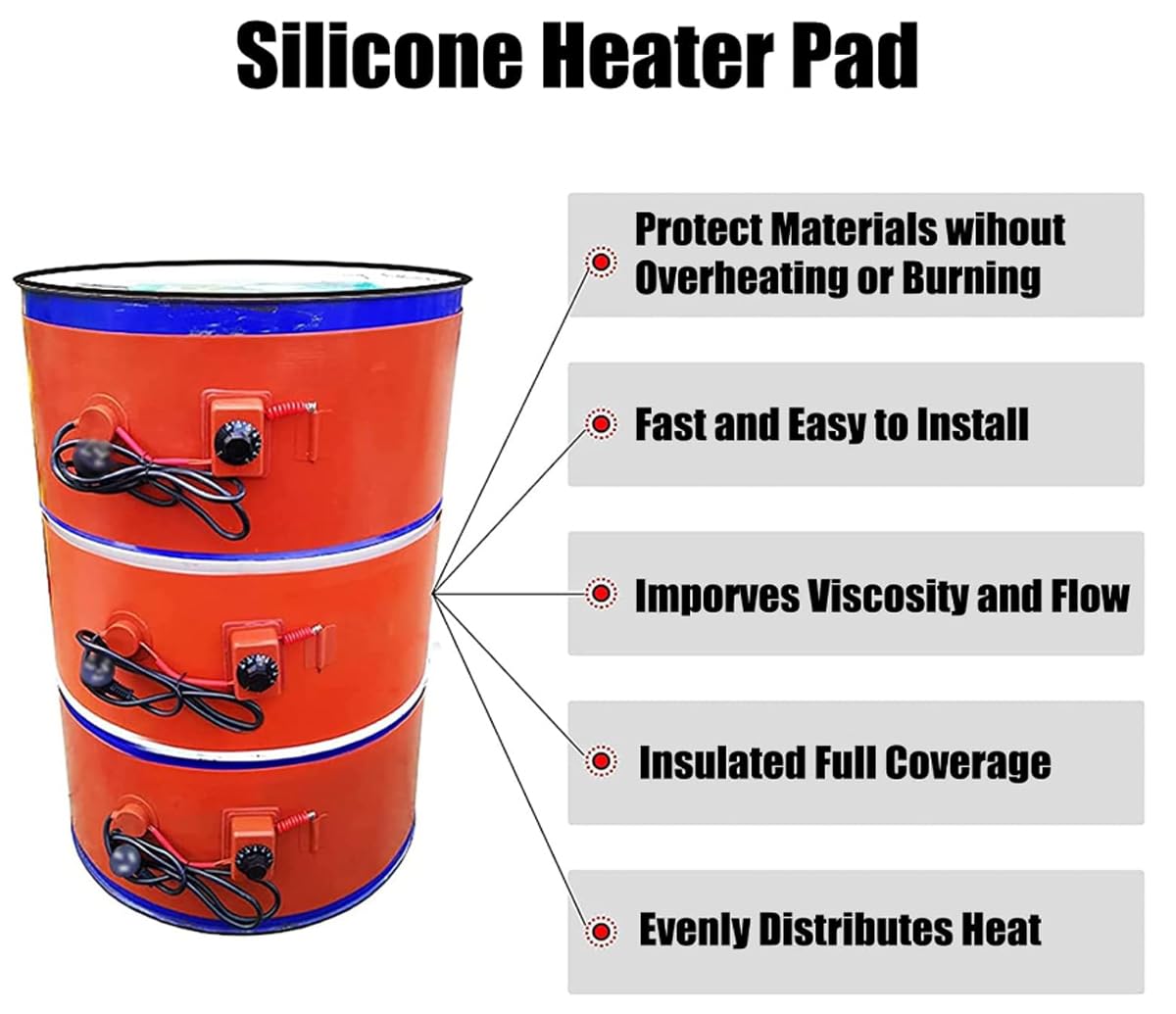 DOCIM Drum Heater Barrel Band, für 55 Gallonen Barrel 120V/220V Band Heater Pail Heater mit einstellbarem Thermostat,100L 11.8×47.2in 1800W