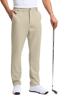 Pudolla Men's Fleece Lined Golf Pants 30"/32" Warm Comfy Dress Winter Water Resistant Pants Cold Weather Casual Trousers