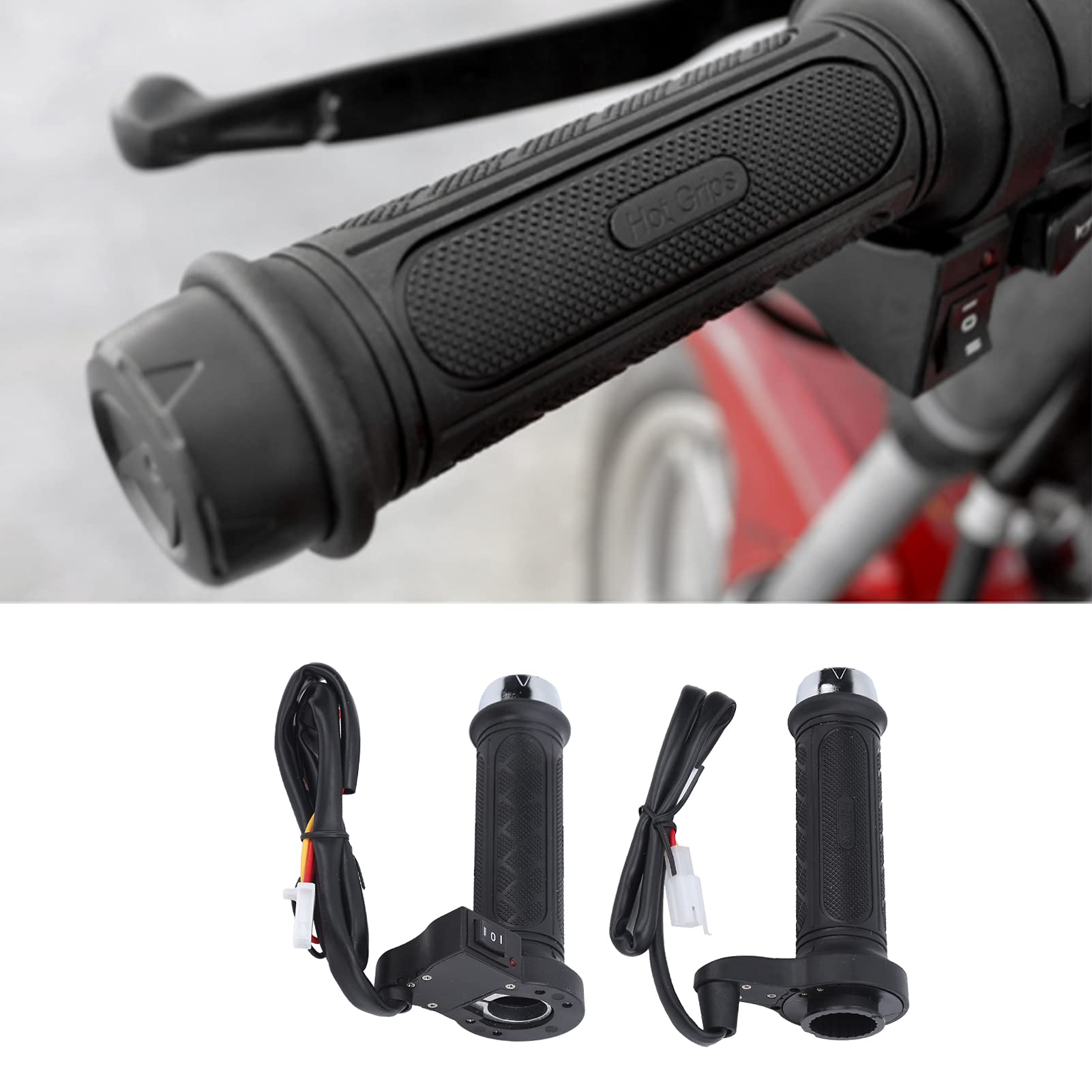 Manopole riscaldate elettriche 2pcs 12V Regolazione a 3 livelli Scaldamani invernali per manubrio 7/8in 22mm per moto