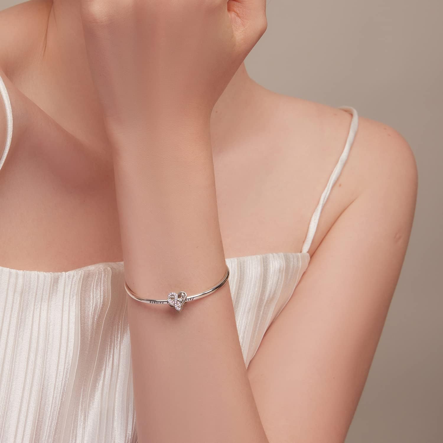 VOROCO 925 Sterling Silver mom Charm for Bracelets Necklaces pendant Charms,Infinity Love Heart Charms for Mother Birthday Christmas day Jewelry Gifts - Image 2