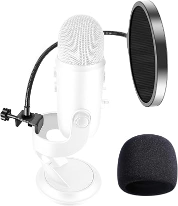 Yeti Microphone Pop Filter with Foam Windscreen [Custom Built for Blue Yeti Mic] 5.8 inch Diam 2 Layers high Density Pop Filter for Mic Cover Yeti Pop Screen Cover Foam 1Pcs,Pop Filter 1Pcs