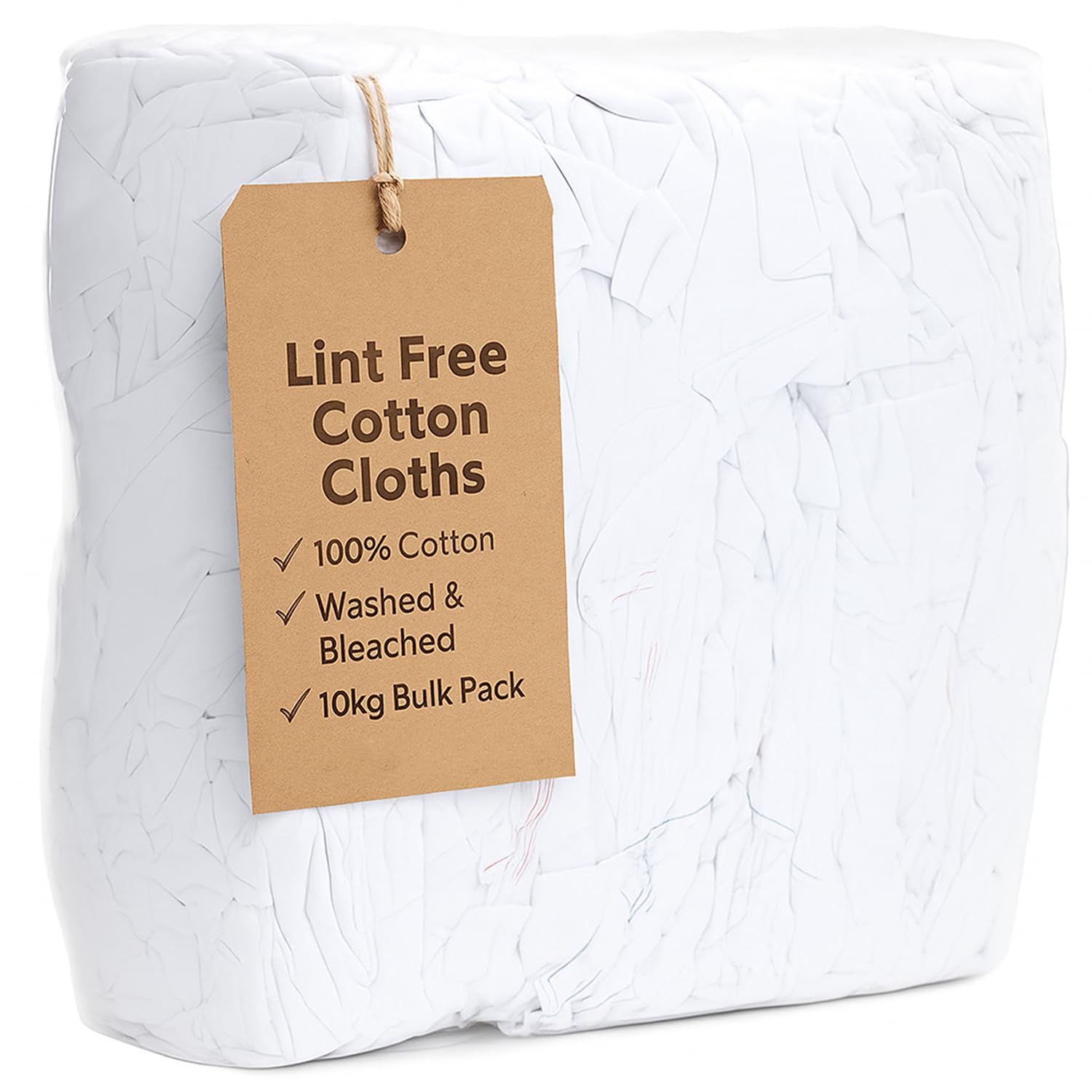 HAVENWARE 10kg Lint Free Cotton Cleaning Cloth Rags – White, 100% Cotton, Washable – Ideal for Polishing, Buffing, Waxing, Painting, Wiping & Cleaning – Multi-Purpose Cleaning Rags (X1 Bales)
