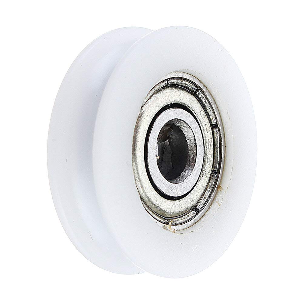 RCGKNNMUZ 5x24x7mm U Notch Nylon Round Pulley Wheel Roller for 3.8mm Rope Ball Bearing