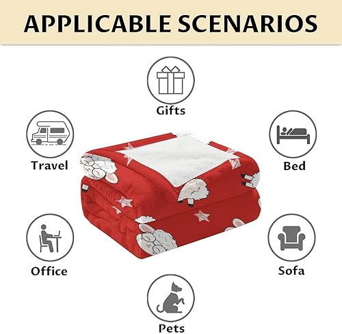 Miniatura 6 de Manta de oveja de regalo, 30 x 40 pulgadas, bonita manta para niños, niñas y mujeres, mantas rojas suaves y peludas para cama, sofá y viajes