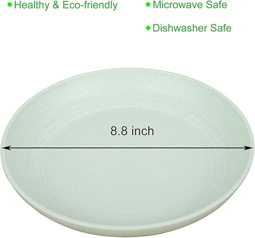 Miniatura 6 de LuckyZone 8.8 Inches Unbreakable Wheat Straw Plates - Reusable Plate Set - Dishwasher & Microwave Safe - Perfect for Dinner Dishes - Healthy, BPA