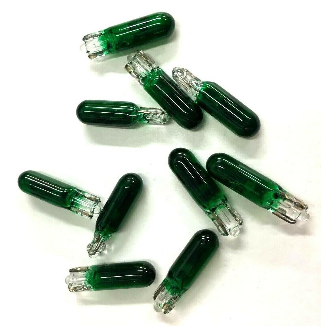 10 x Green Fruit Machines Bulbs - 5mm SMALL-T5-12v-1.2w Wedge Lamps