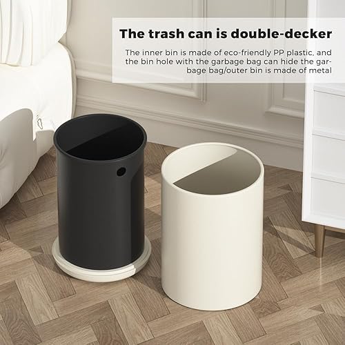 Miniatura 3 de Cubo de basura pequeño de 8 litros2.1 galones, cubo de basura grande abierto con doble barril para dormitorio, habitación de los niños, caravana,