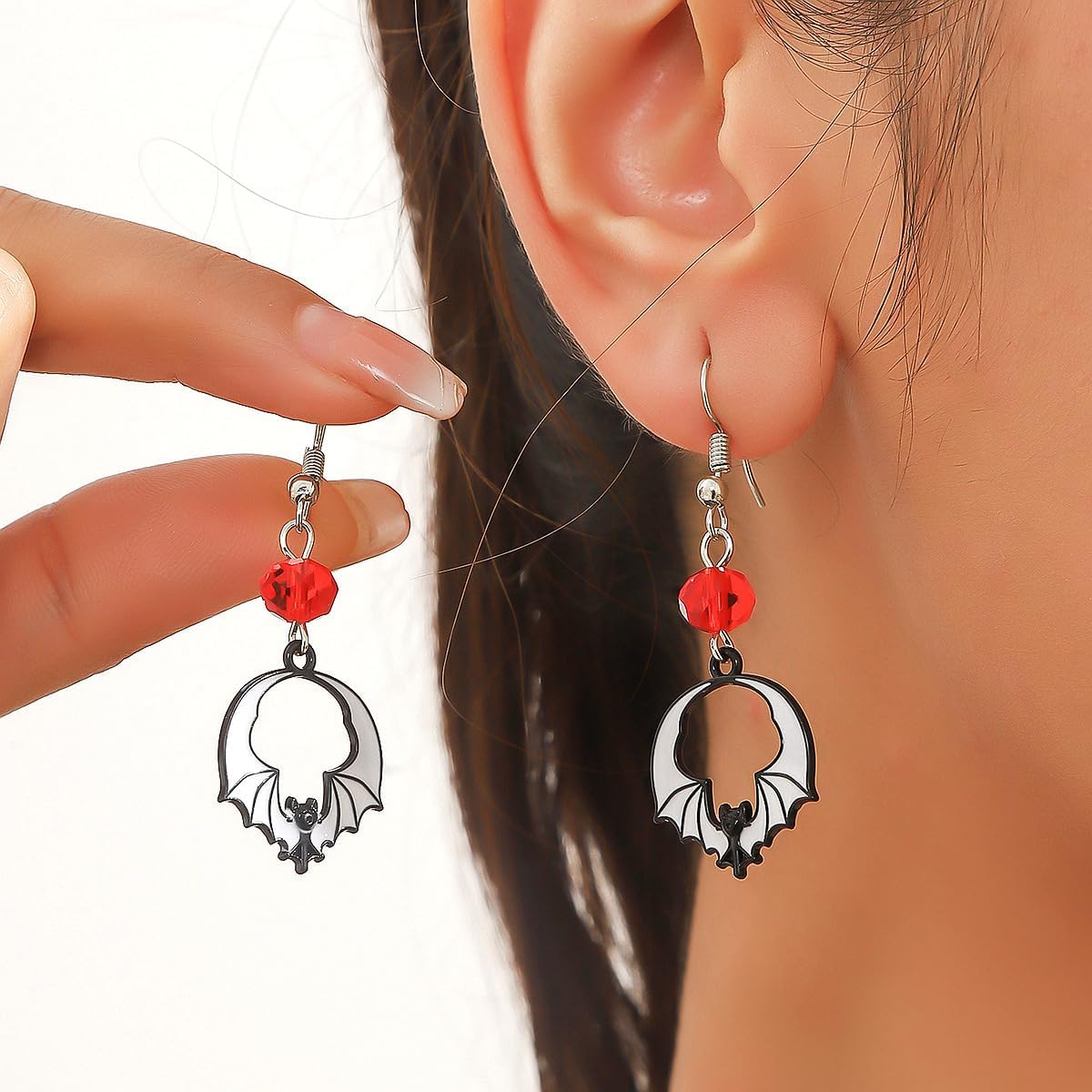 Gothic Bat Earrings Vintage Vampire Earring Punk Black Red Crystal Bat Earring Vampire Accessories Halloween Jewelry for Women - Image 2