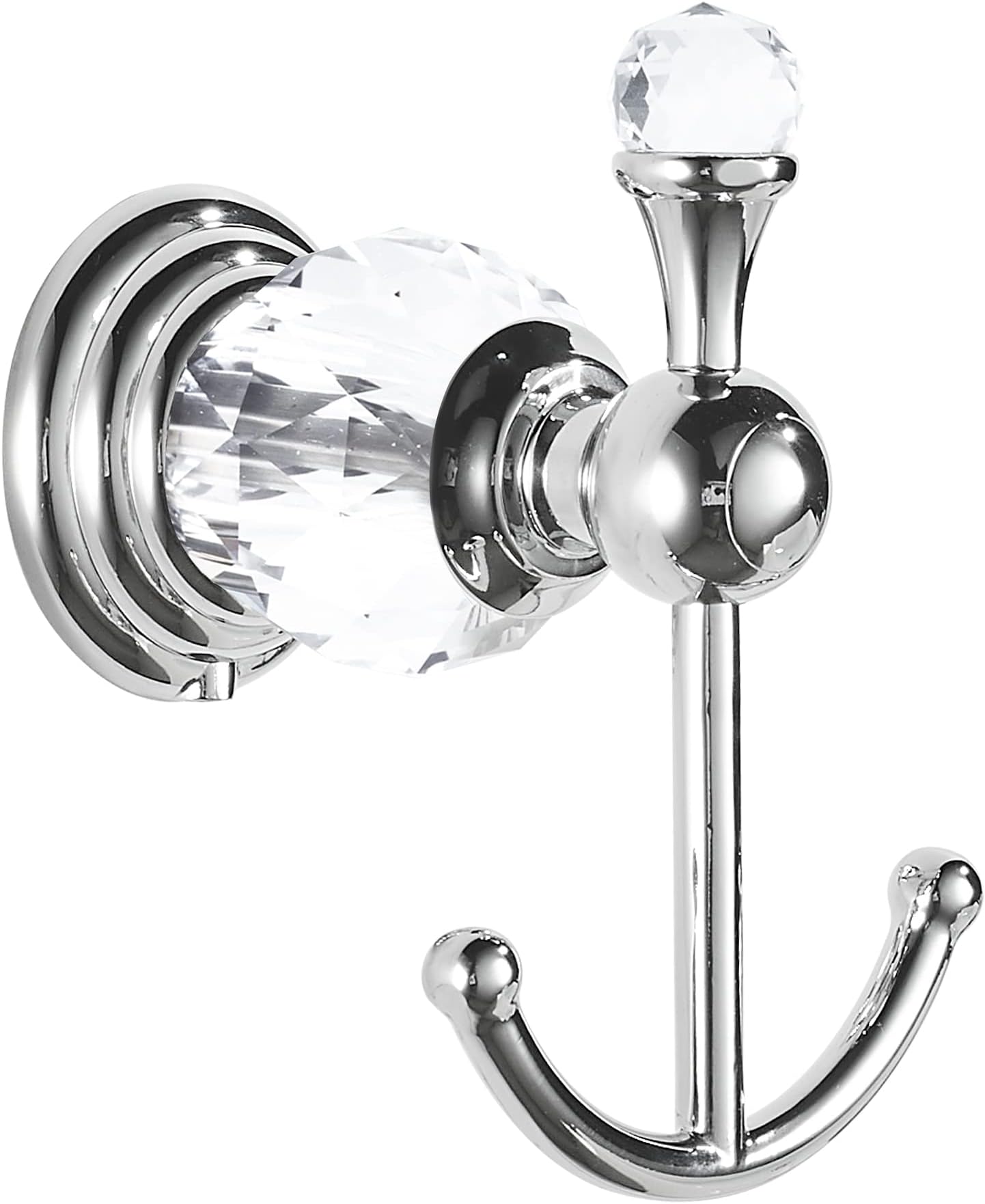 BATHSIR Polished Chrome Alloy Towel Hook,Modern Silver Crystal Coat Robe Hook Wall Mounted