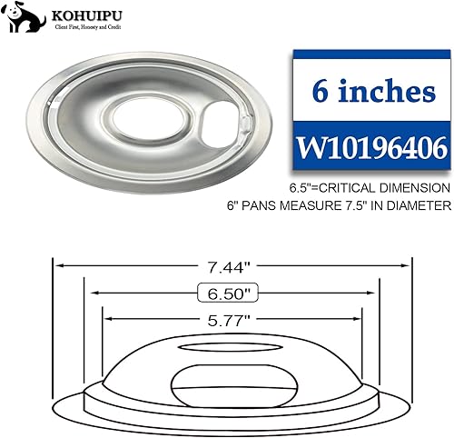 Miniatura 6 de Cubiertas para quemador de estufa eléctrica para Whirlpool W10278125 W10196405 W10196406