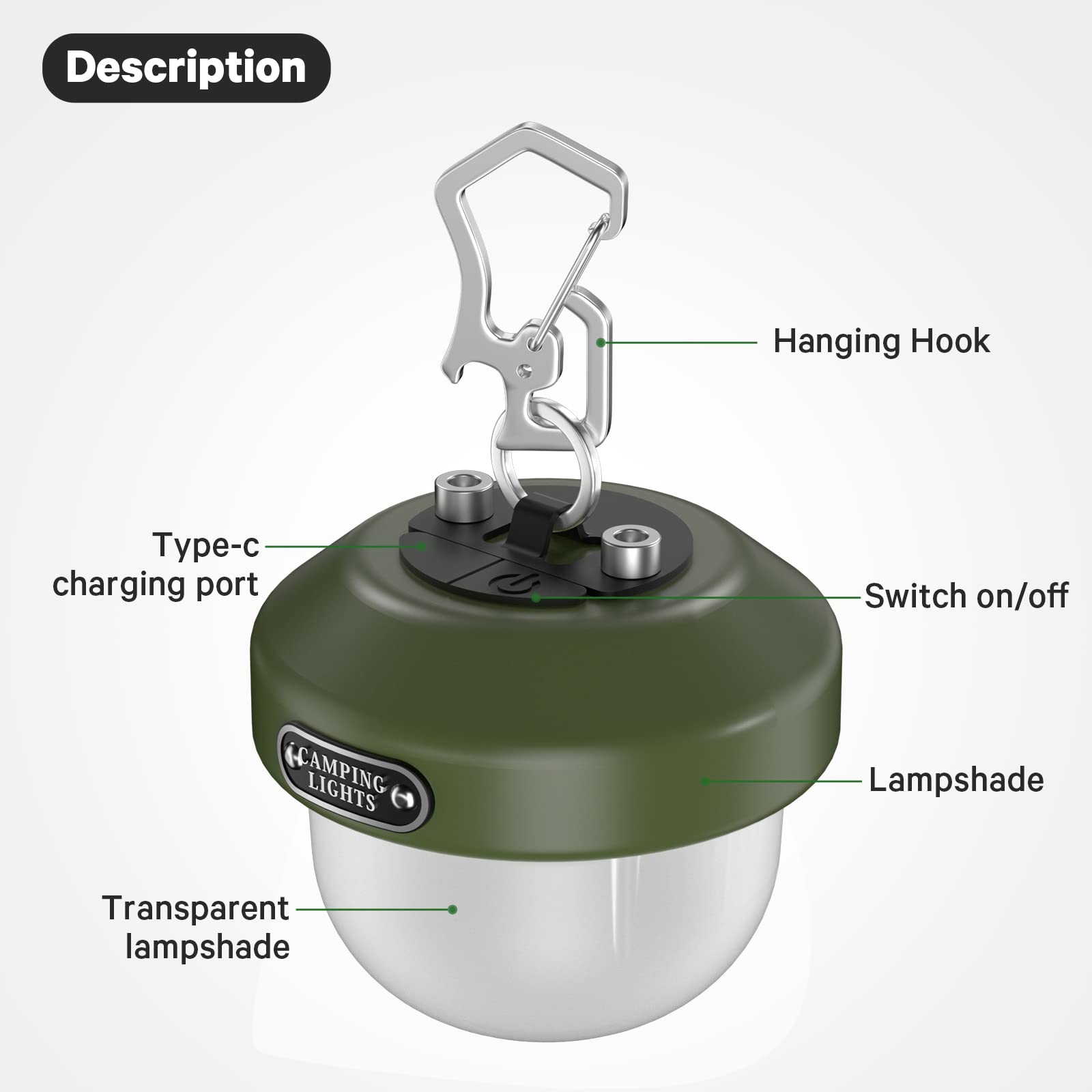 Campinglampe Wastou, Camping Laterne Akku USB aufladbar, helle LED Zeltlampe Tragbare, Wasserdicht Campinglicht mit 6 Lichtmodi, Retro Camping Lampe mit Haken, 150 Lumen, für Zelt, Notfall