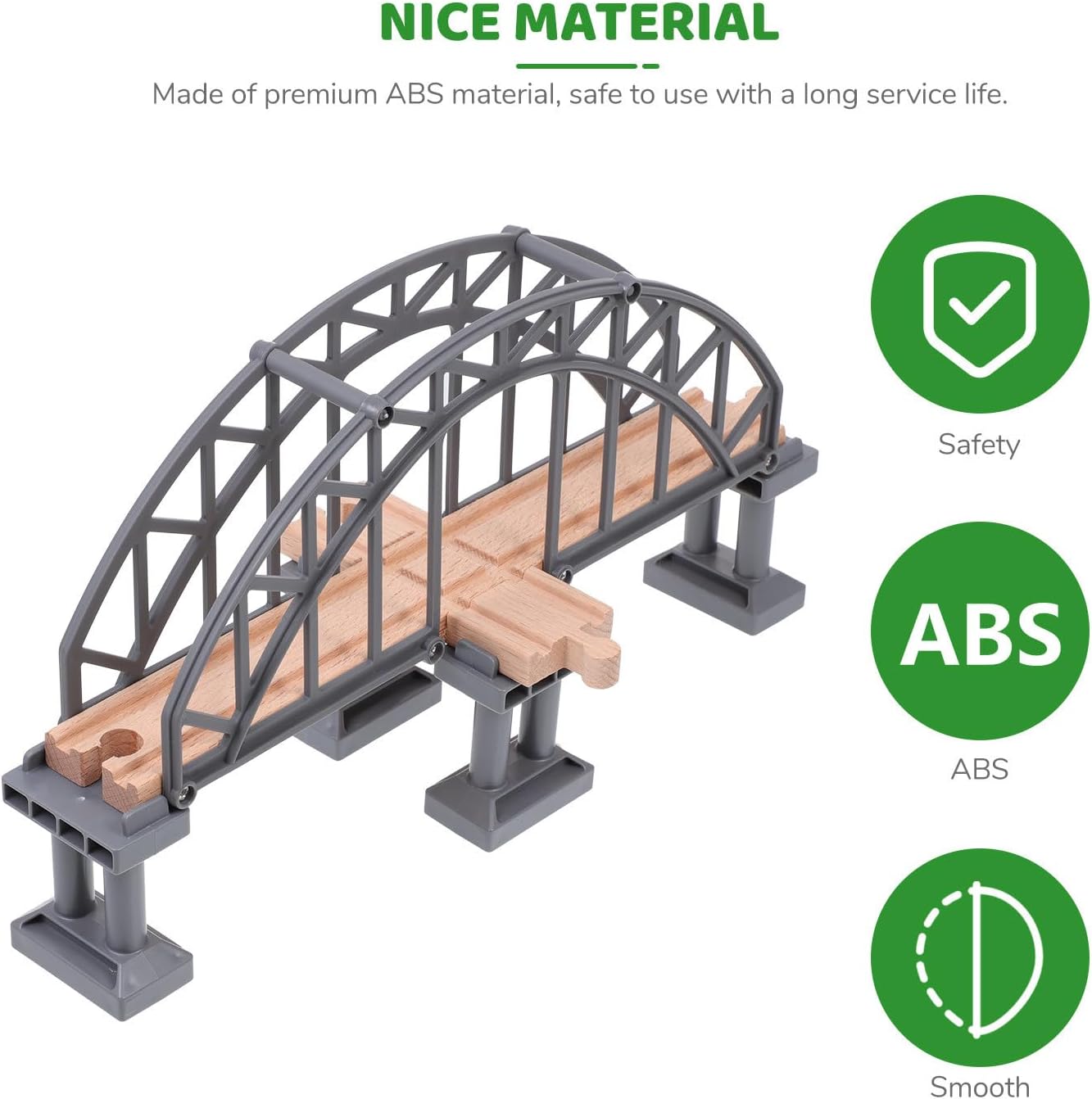Wooden Train Track Bridge Toy Accessory 12.40In Lightweight Kids Plaything for Creative Train Track Layouts and Model Building