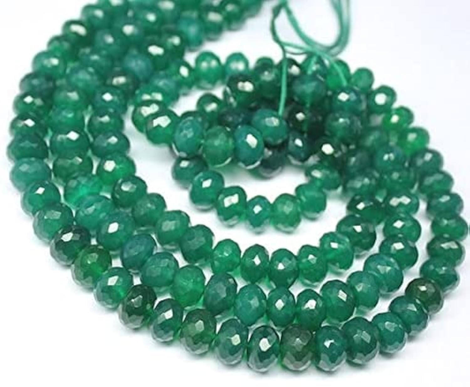 Perles Onyx Vert Naturel 10-11mm Facettées de Haute Qualité pour Création Bijoux