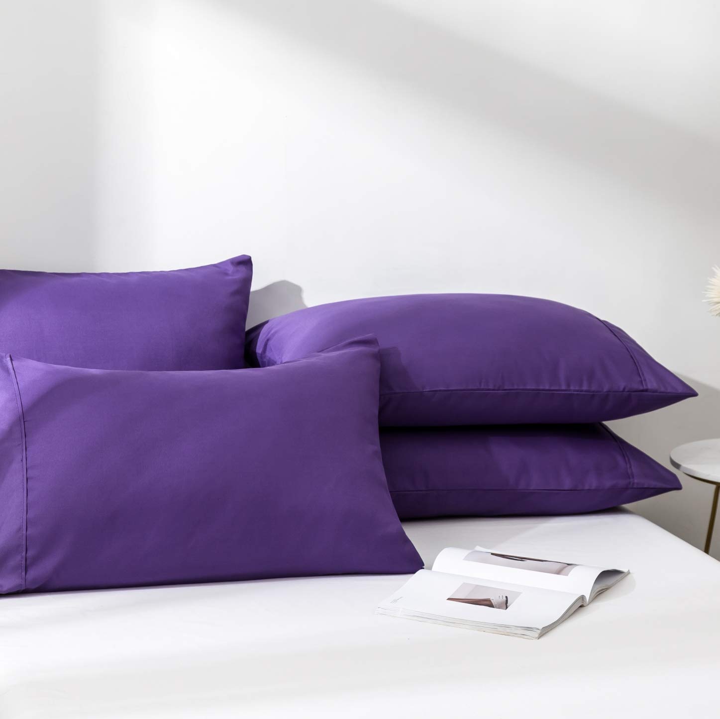 AYASW Pillowcases Queen Size Set of 4 Premium Soft and Cozy Double Brushed Microfiber with Envelope Closure Purple Pillow Case 4 Pack 20x30 inch Wrinkle, Fade Resistant Easy Care Holiday Decor