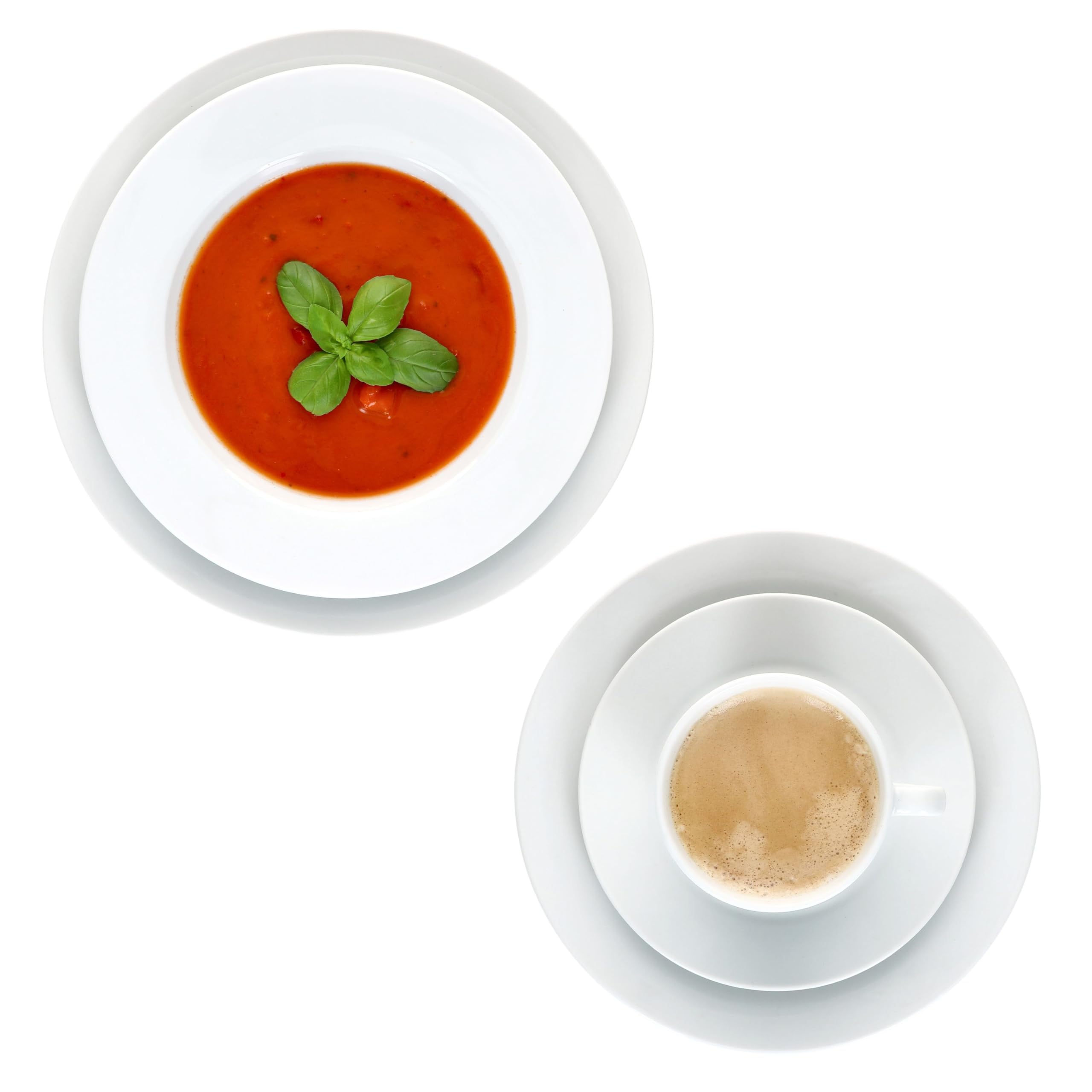 MamboCat Tommy 30tlg Kombiservice I weiße Porzellan-Geschirrset für 6 Personen I Je 6x Kaffeetassen 200ml, Untertassen, Kuchenteller, Suppenteller & Speiseteller I Tafel & Kaffee für Gastro, Hotel