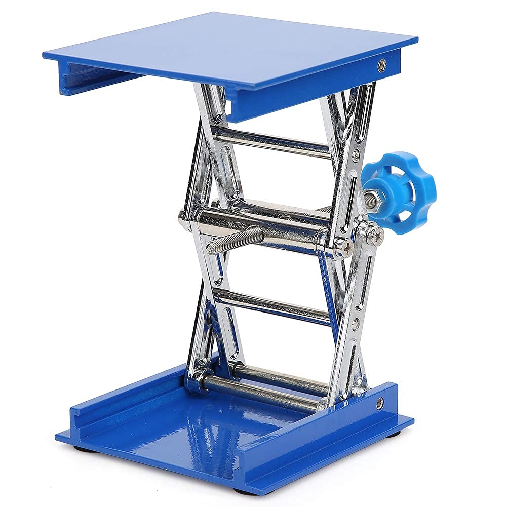 Laborständer, 100 x 100mm Labor Scherenheber, Blau Galvanisierter Aluminium Hebebühne Rack Hebebühne Heber Scherenhubtisch