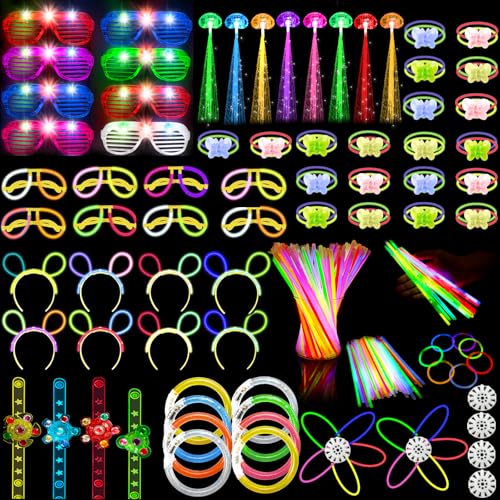 Lot de 170 accessoires phosphorescents et lunettes LED pour animer vos pistes de danse