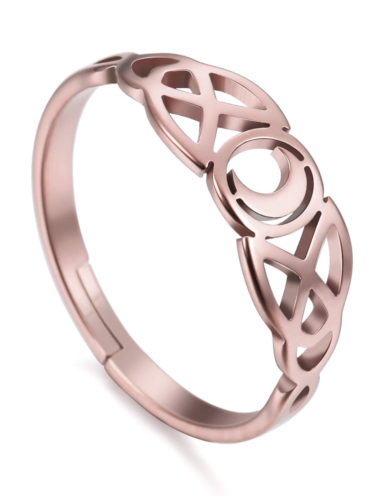 Amaxer Anillo de Acero Inoxidable para Mujer Anillo de Luna Celta Irlandesa Ajustable Plata / Oro / Oro rosa
