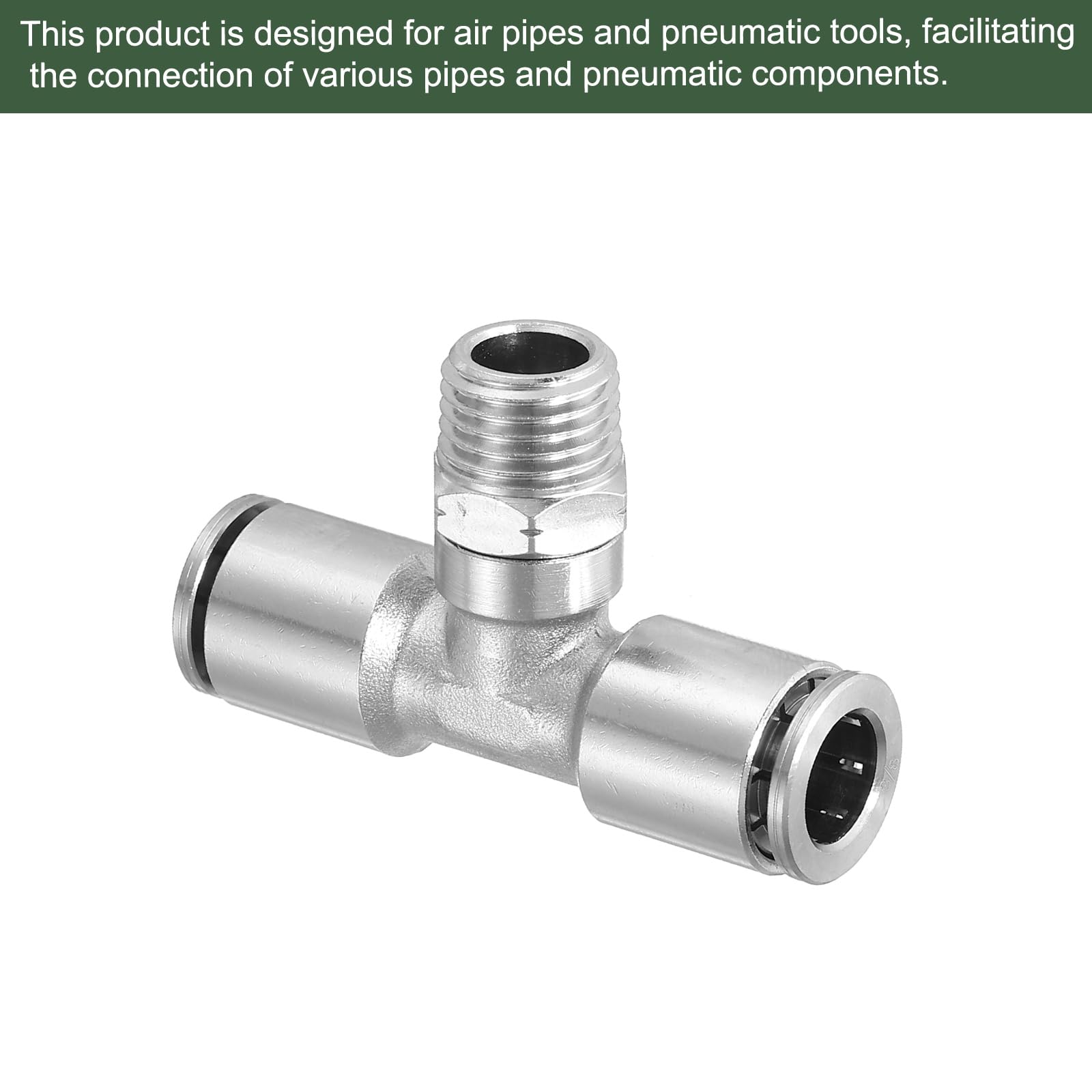 YOKIVE 2 Pcs Push to Connect Fittings, 1/4" NPT Male Pneumatic T Shaped Connector Air Line Tee - Image 3