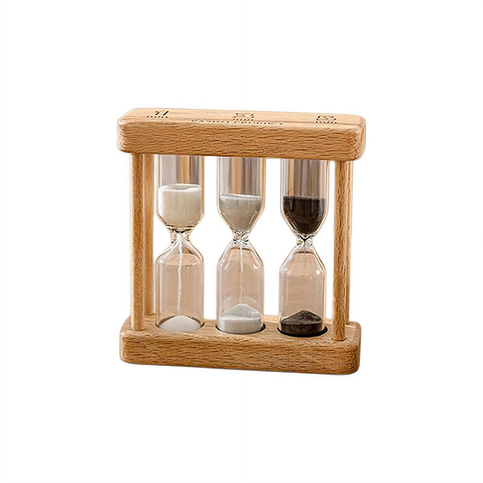 Mini Clessidra Timer In Legno E Vetro, 3 Minuti - Decorazione Da Tavolo Per Casa, Cucina E Giochi (Legno+Giallo)