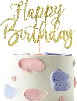 1 PCS Happy Birthday Cake Topper Glitter Gold Decoration for Birthday Party Anniversary party Cake Supplies