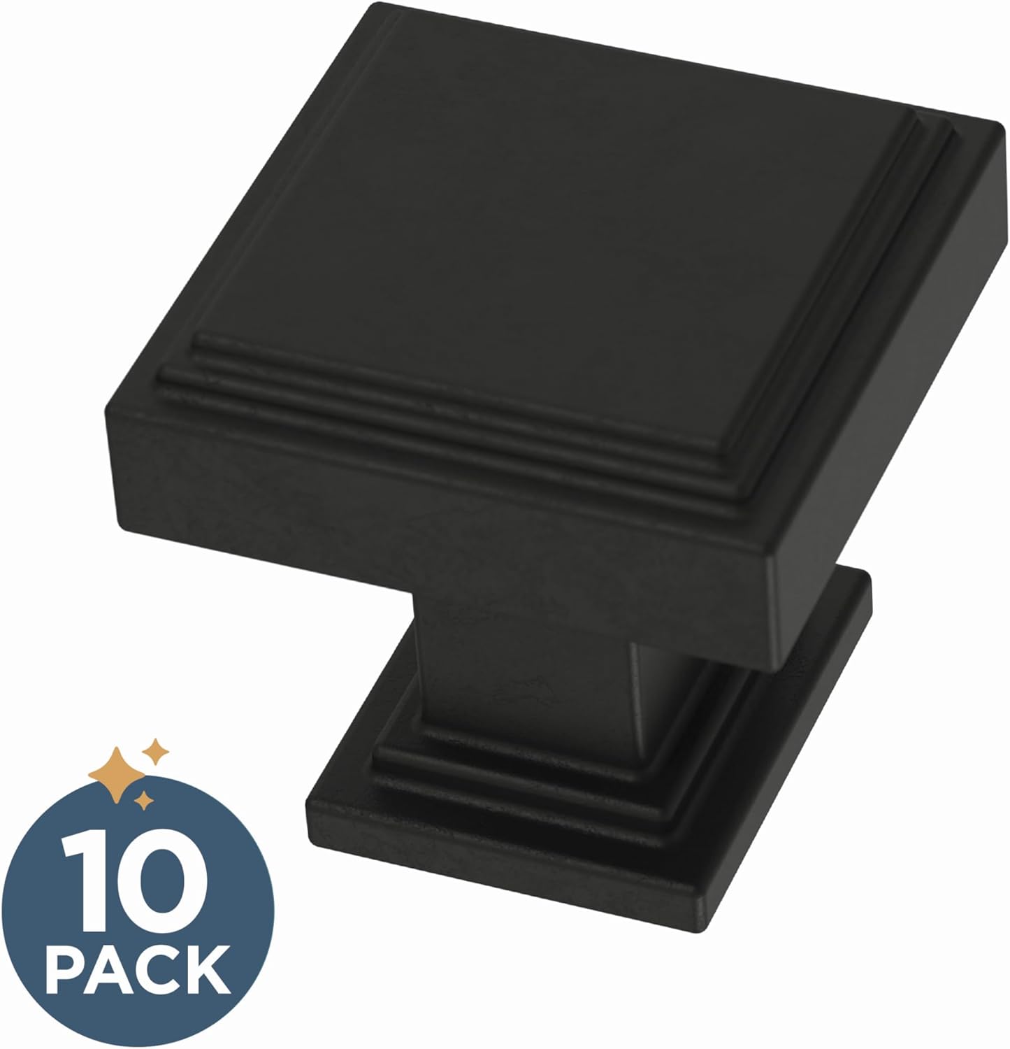 Franklin Brass 10 Pack Matte Black Cabinet Knobs 1 inch (25mm) Kitchen Cabinet Handles and Drawer Knobs for Cupboards, Dressers, Furniture, Bathroom Vanity |Stepped