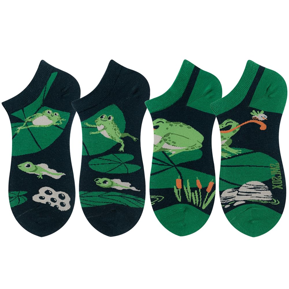 2 Pairs Funny Cartoon Animal Print Cotton Ankle Socks for Women Teens