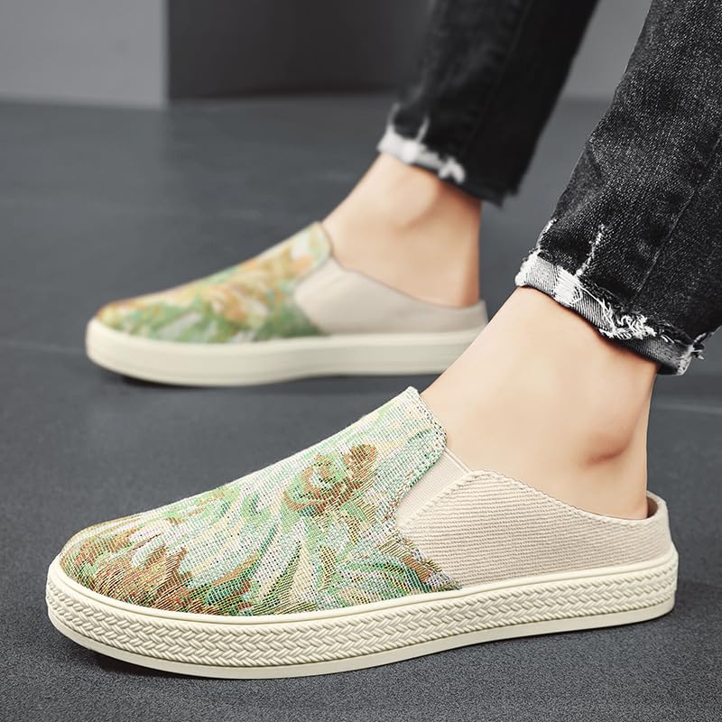 Men's printed fabric slip-on lightweight and simple slippers with soft and comfortable insoles and durable non-slip soles3