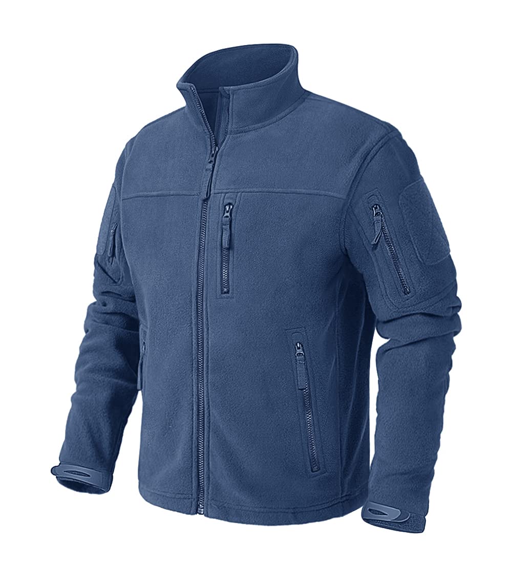 CRYSULLY Men's Fleece Jacket Tactical Full-Zip Winter Coat Jackets Multi Pockets