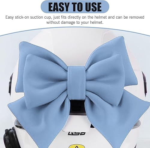 Miniatura 4 de Accesorio de casco de lazo, lazo de casco extraíble para mujer, bonita decoración de motocicleta y vehículo eléctrico (azul)