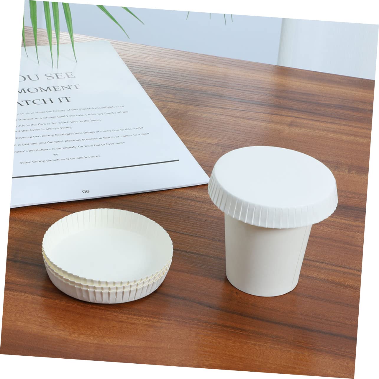 FOMIYES 150pcs Paper Cup Lids for Bar Restaurant Cup Covers for Cold Drinks Disposable Stackable