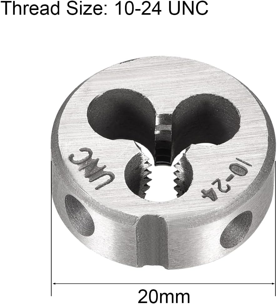 uxcell 10-24 UNC Round Die, Machine Thread Right Hand Threading Die, Alloy Tool Steel Screw Thread Cutting Die, 2pcs