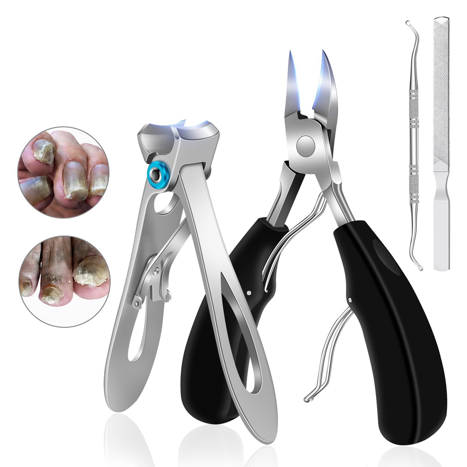 Toe Nail Clippers for Thick Nails for Seniors, Wide Jaw Long Handle