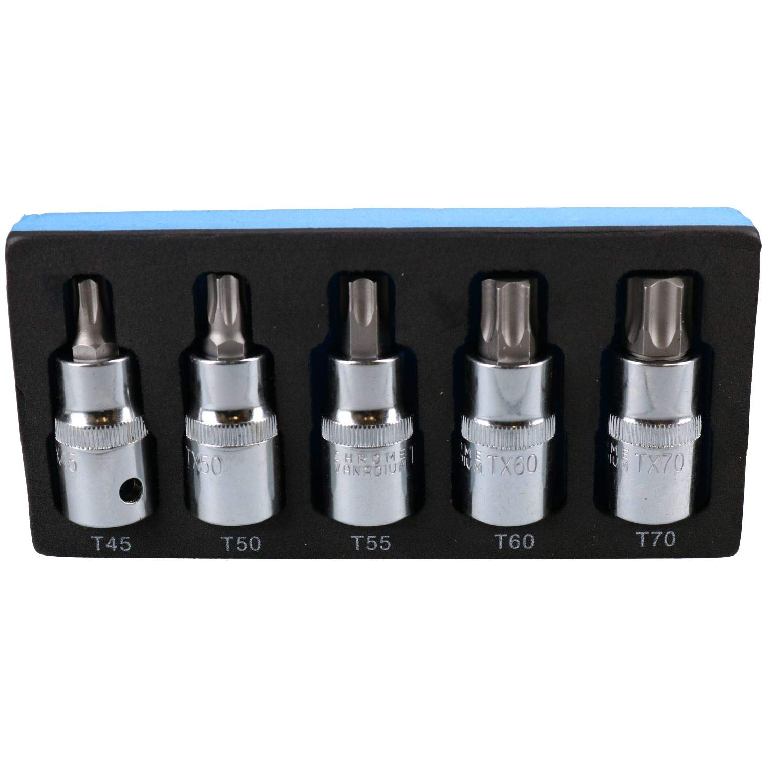 Torx Bit Set 5-teilig – T45 Bis T70, 1/2" Antrieb Für Ratsche & Knarren, Mit Aufbewahrungsschale