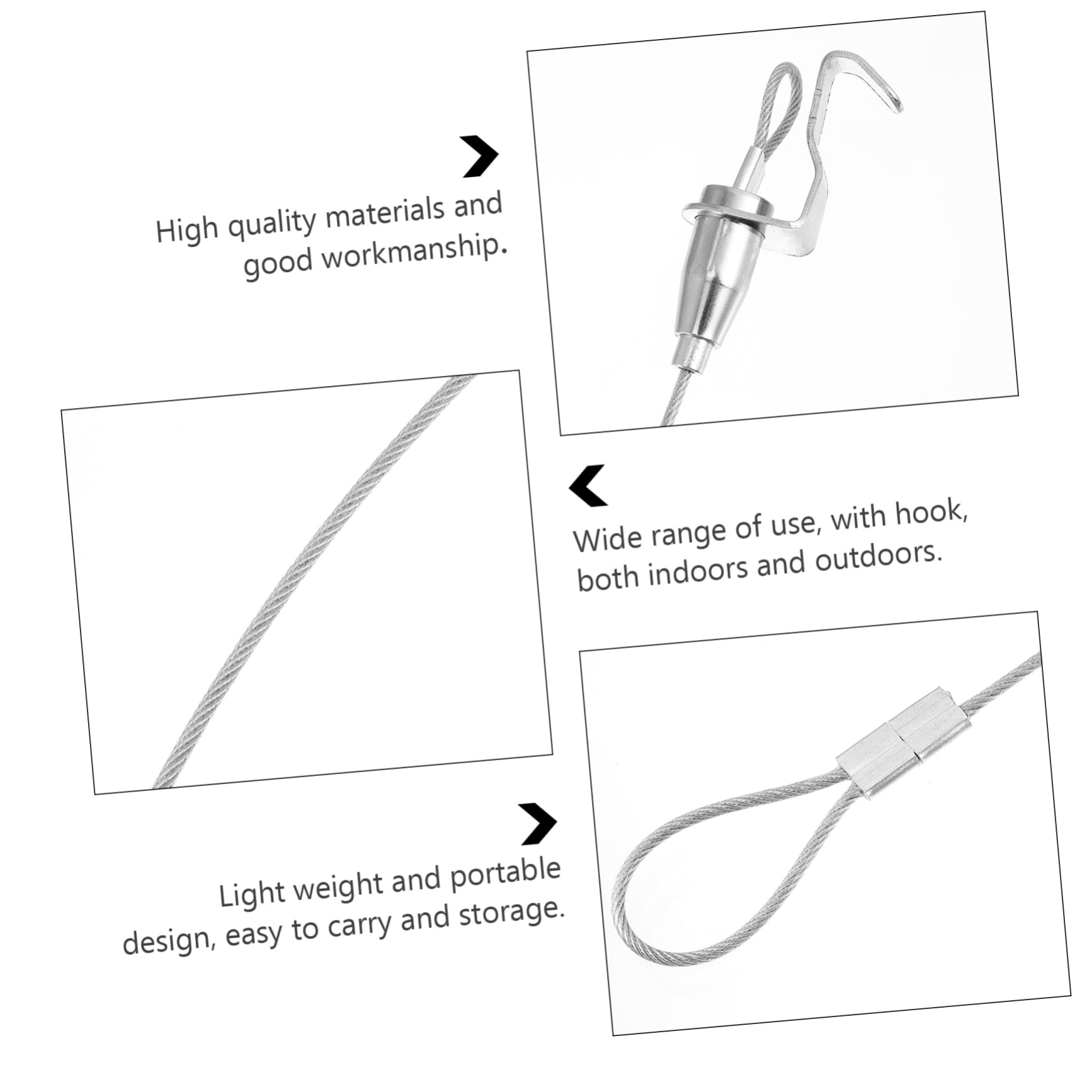 SOLUSTRE Curtain Bed Lanyard Stainless Steel Hanging Wire Ropes 2 Pieces 2.4m No Drilling Required