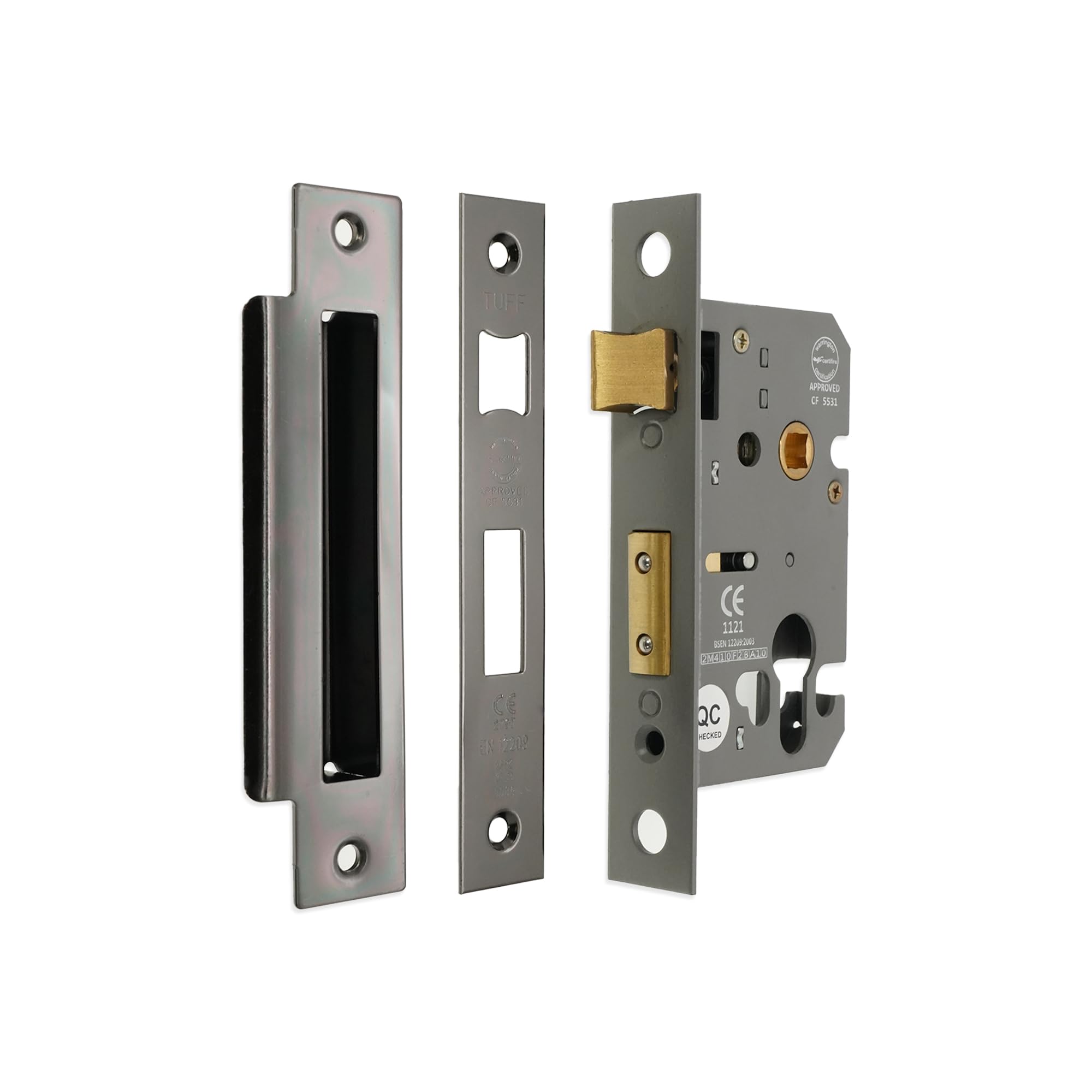 CE Rated-Euro Profile Mortice Door Lever Sash Lock Case Cylinder Keyhole 2.5/3" (2.5 Inch, Black Nickel)