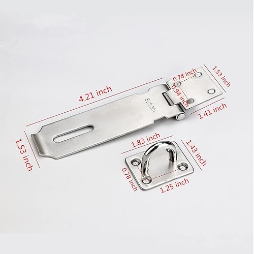 Miniatura 2 de SZHDX - Cerradura de puerta de acero inoxidable 304 de 4 pulgadas, cierre de seguridad de acero inoxidable 304, cerrojo de bloqueo de puerta extra