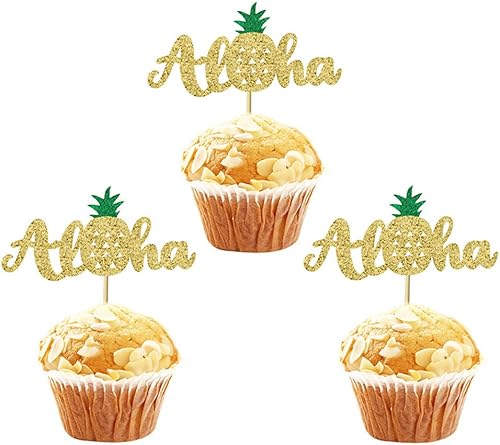 Miniatura 3 de 24 piezas de decoración para magdalenas de frutas de primer cumpleaños, temática hawaiana, decoración de tartas, arándanos, uva, piña, postre,