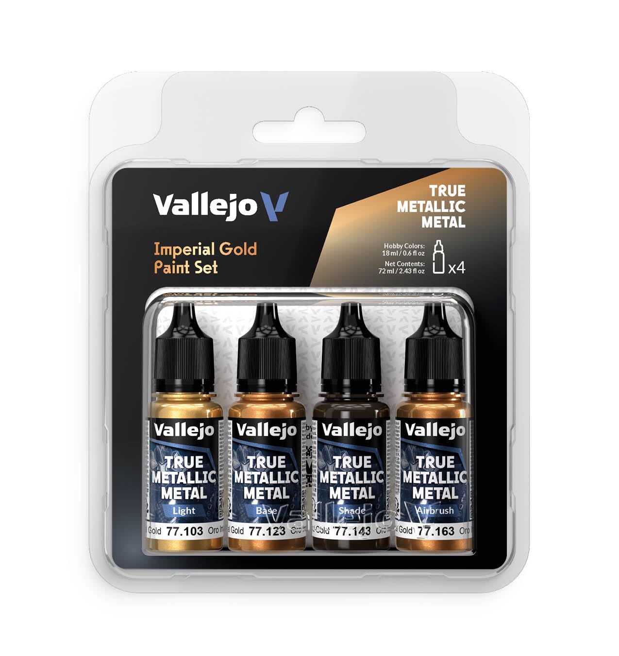 Vallejo True Metallic Paint Set, 4 Colors for Metal Painting, Includes Base, Light, Shade, Airbrush, Consistent and Versatile Results