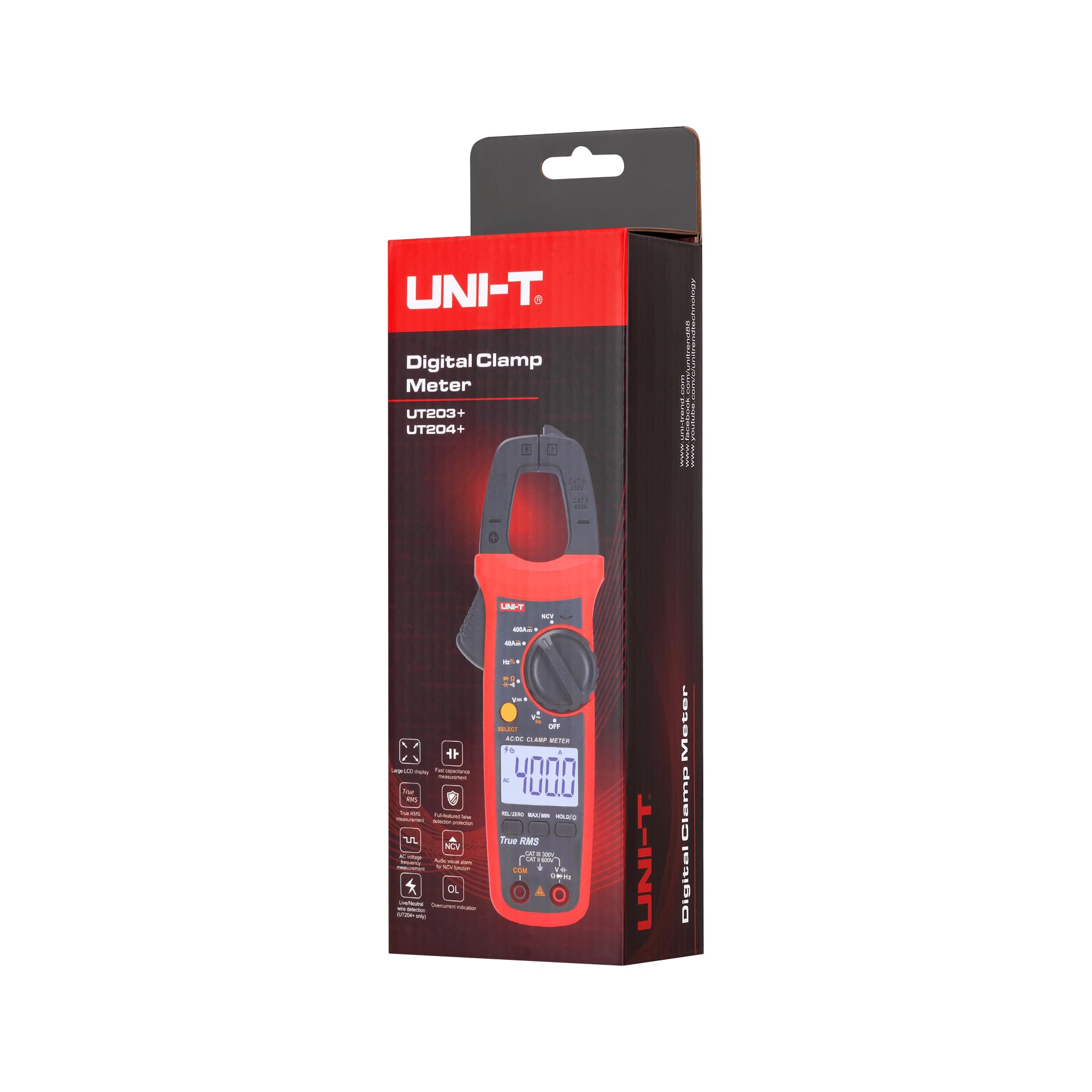 Digitaler Zangenmessgerät UNI-T UT203+/MIE0402, Spannungsmessung AC/DC, Schaltungs- und LED-Kontinuitätst