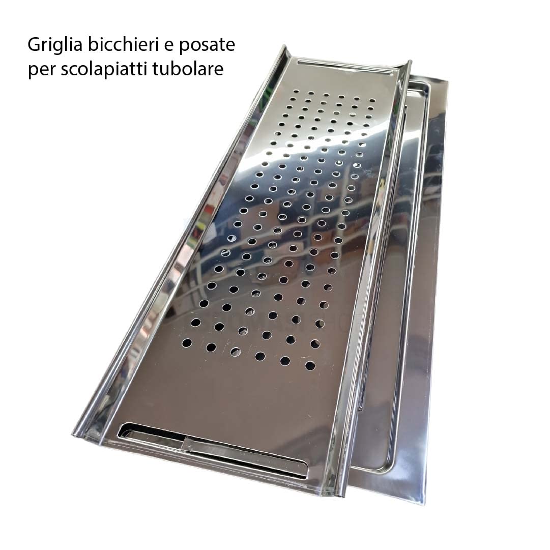 ESPOMASISHOP SCOLAPIATTI DA BASE, PARETE O APPOGGIO – Acciaio Inox AISI 430 Misure 40 50 60 70 80 cm Con o Senza Vaschetta Raccogligocce – Montaggio Facile – Made in Italy (60 cm con Raccogligocce)