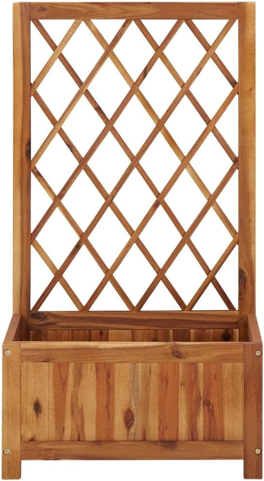Garden Raised Bed with Trellis,Wood Planter with Trellis, Planter Box with Trellis, Raised Garden Bed Outdoor for Plants Hanging Flower Baskets, Solid Acacia Wood