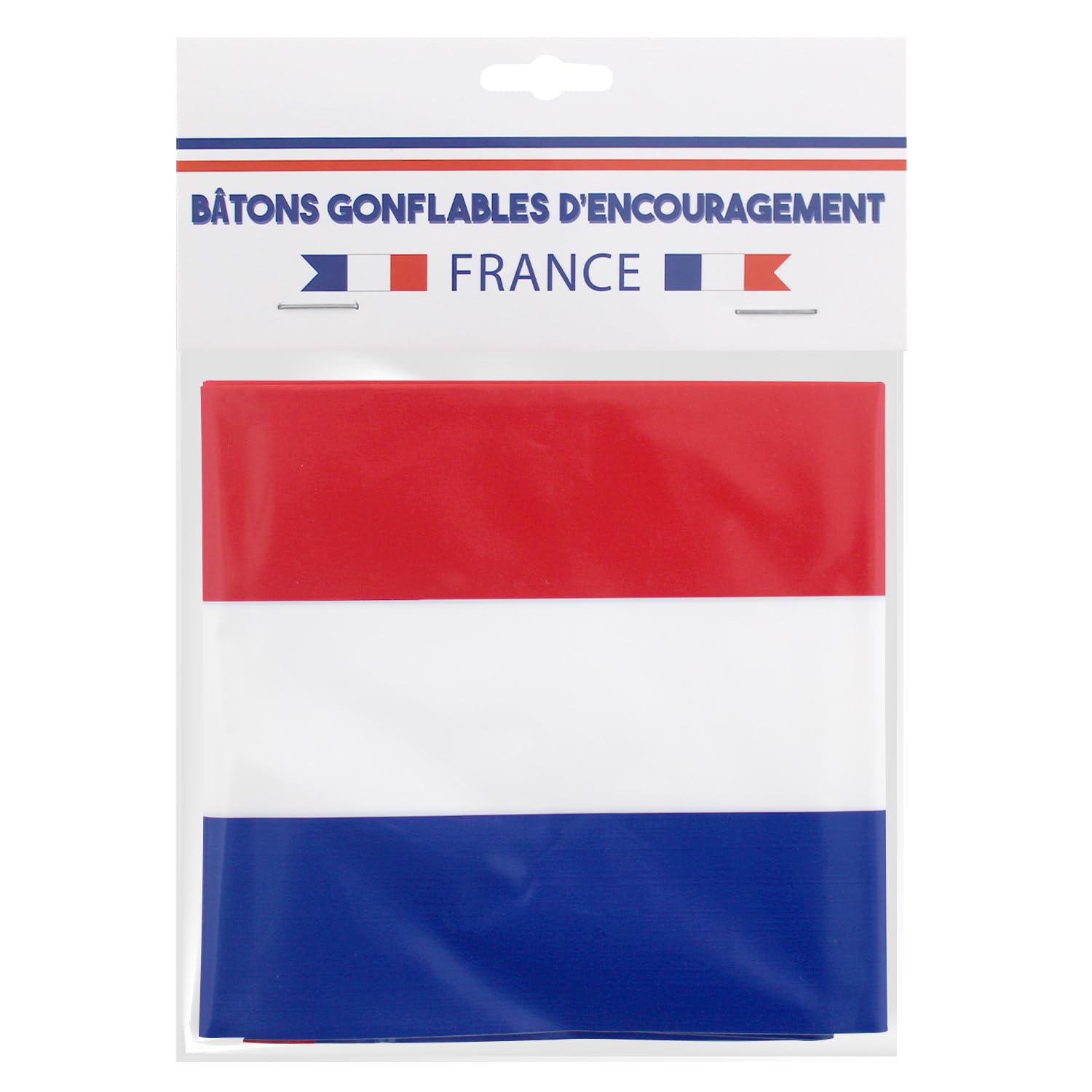 French Tendance Paire de Clap Clap Baton Gonflable Supporter France Bleu Blanc Rouge Tube Plastique 60 x 10 x 10 cm