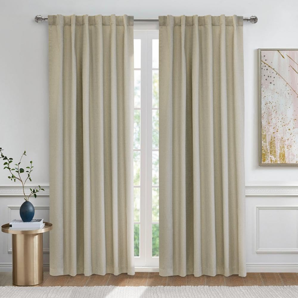 Baxter Back Tab Curtain Panel Window Dressing 52 x 95 in Oatmeal (71993-142-52-95-125)